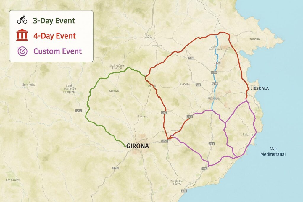 Mapa de girona con rutas ciclistas