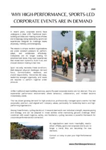 WHY HIGH-PERFORMANCE, SPORTS-LED CORPORATE EVENTS ARE IN DEMAND